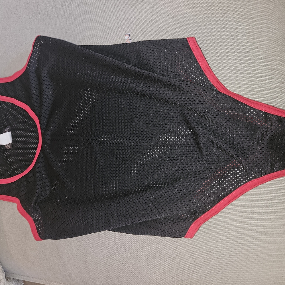Black and Red Mesh Body Suit